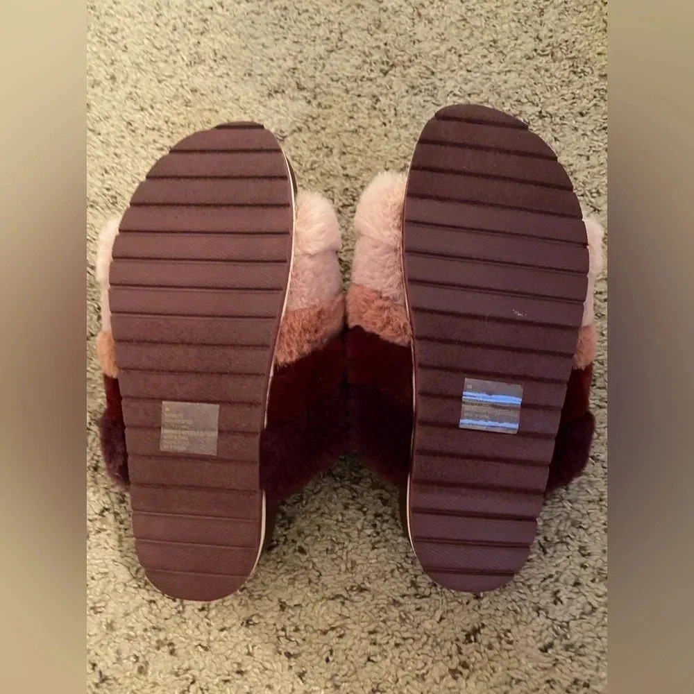 SM New York prism FUZZY slides women’s size 6 - Picture 2 of 5
